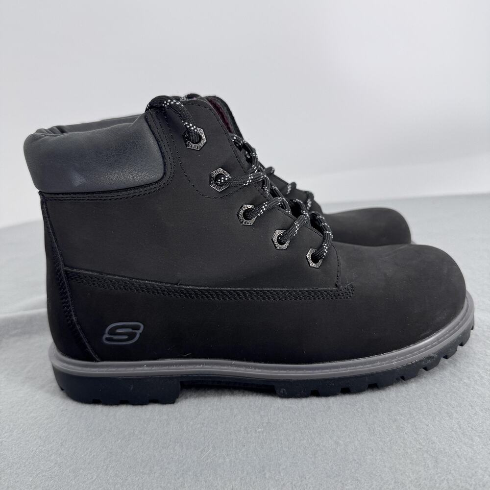 Skechers Boots Shoes Youth Size‎ 4.5 Black Combat Lace Up Work SN 93163L